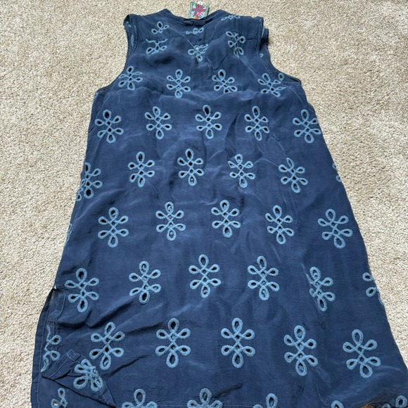 Johnny Was Blue Eyelet Button Down Sleeveless Tunic - Picture 2 of 4